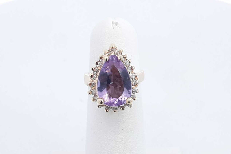 14k Yellow Gold Amethyst Ring With Diamonds Size 3.75 8.39 Grams Eb1123owxsa