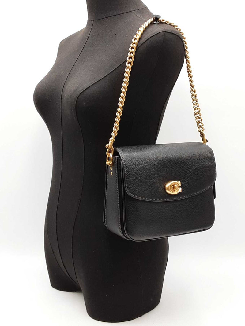 Coach Cassie Crossbody Bag 19 In Black Pebbled Leather Fw1125ixdu
