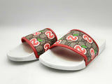 Gucci Gg Supreme Pomme Apple-printed White & Red Slides Size Eu 40 Fw1124rxsa