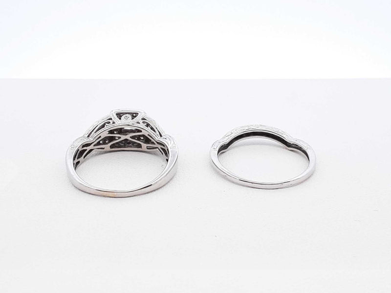 1.18 Cttw Diamond & 14k White Gold Bridal Set 5 Grams Size 8 Fw0925rrxdu