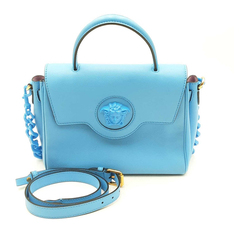 Versace La Medusa Blue Calfskin Leather Top Handle Handbag Sd0925orzdu