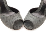 Fendi Peep-toe Mules In Black Python-embossed Leather Size It 38.5 Fw0726rxdu