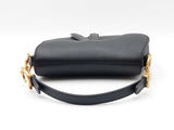 Christian Dior Small Saddle Bag In Black Grained Leather Fw1026erzdu