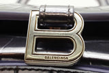 Balenciaga Mini Hourglass Metallic Lavender Croc Embossed Leather Bag Eb126wxzde