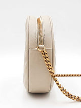 Yves Saint Laurent Round Vinyle Camera Bag In Ivory Graine De Poudre Leather Fw0726wzdu