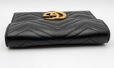 Gucci Marmont Quilted Black Leather Wallet On Chain Eb0524cxzdu