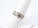 Pavé Diamond & 14k Yellow Gold Herringbone Pattern Ring 3.2g Size 8 Fw0826owzdu