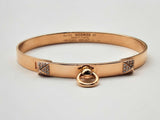 Hermes Collier De Chien 18k Rose Gold Diamond Bangle Bracelet 0124rxzxde