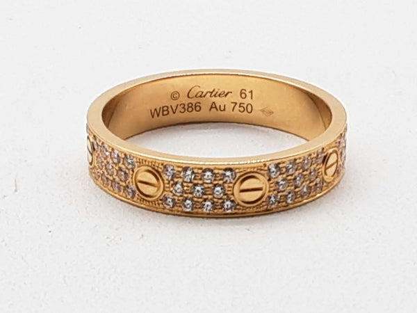 Cartier Approx 0.31 Ctw Diamonds 18k Yg 5.3g Love Ring Size 61 Do0924oexzde