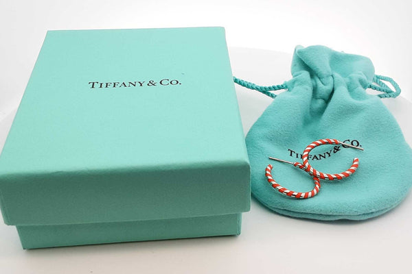 Tiffany & Co. Paloma Picasso Sterling & Enamel Swirl Hoop Earrings Fw0125lcrdu