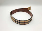 Burberry Horseferry Signature Check Canvas Leather Belt Size 75/30 Do0724rxde