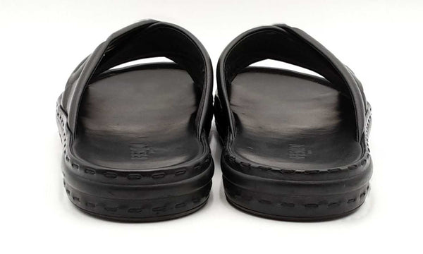 Fendi Roma Logo Embossed Black Leather Slides Size 8.5 Eblrxsa 144010018663