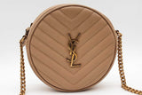 Yves Saint Laurent Vinyle Round Chevron Quilted Leather Crossbody Bag Eb626wxzde