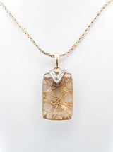 Diamond & Quartz Pendant With 14k Gold Wheat Chain 8.1 Grams 18 Inch Fw05269crdu