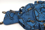 Burberry Blue & Black Pythin Print Nylon Backpack Eb0126wxzde