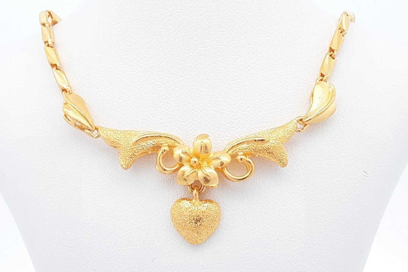 22k Yellow Gold Flower Necklace 19 Grams 16 Inch Eb1024lxxzsa