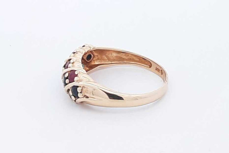 Ruby, Sapphire & Emerald Ring In 14k Yellow Gold 5 Grams Size 9.75 Eb0325lxzsa