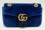 Gucci Cobalt Velvet Matelasse Marmont Shoulder Bag Eb0225prxsa