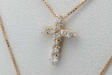 18k Gold Diamond Double Layered Cross Pendant Necklace 3.6g 15.5 In Eb1026pxzsa