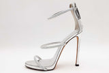 Giuseppe Zanotti Silver Metallic Heels With Crystal Embellished Straps Eb526crsa
