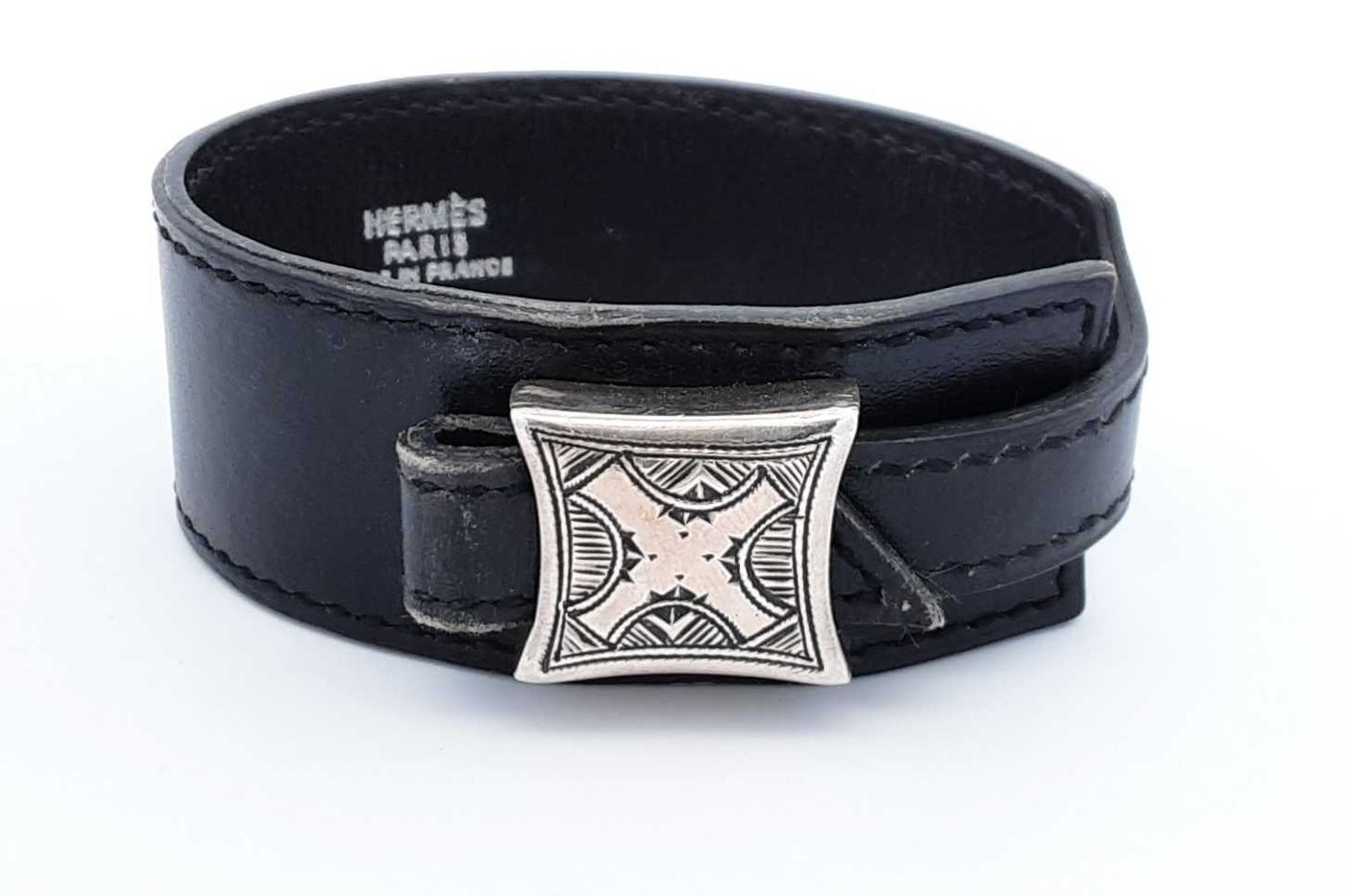 HERMES ブラックレザーベルト HERMES ブラック レザーベルト エトリエ ヴィンテージ aq11748