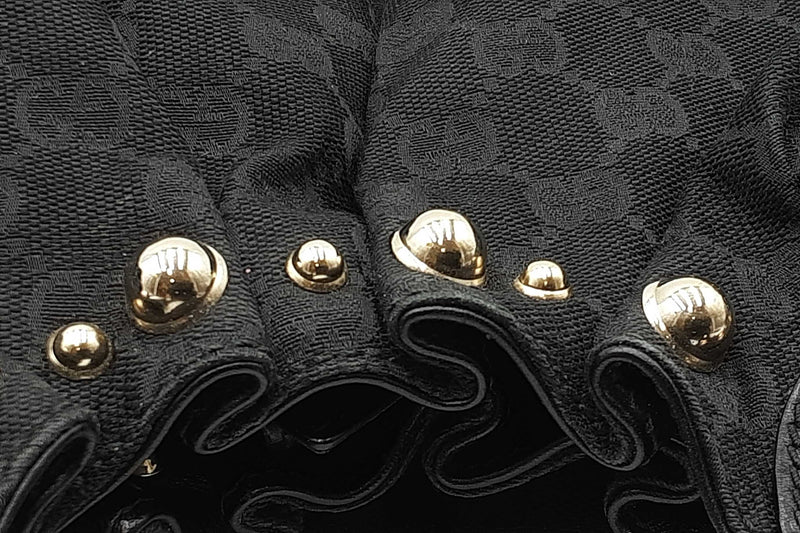 Gucci Studded Pelham Bag In Black Gg Monogram Canvas Fw0825orxdu