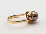 Multicolor Iridescent Gray Pearl 18k Yellow Gold 5.3g Ring Size 8 Do0526pixde