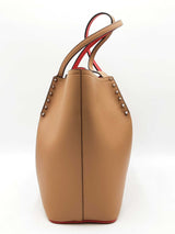 Christian Louboutin Cabarock Spiked Large Tote Bag In Taupe Leather Fw1125wordu