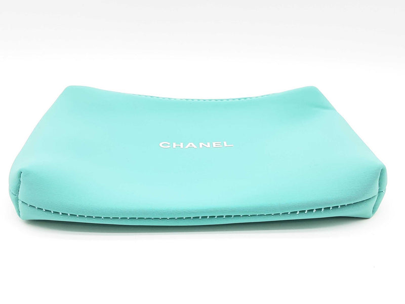 Chanel Vip Tiffany Teal Blue Neoprene Cosmetic Bag Do0225oxde