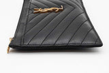 Saint Laurent Chevron Quilted Black Leather Cassandre Zip Wallet Eb0526lrxde