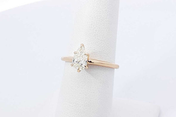 0.75ctw Pear Shape Diamond Ring In 14k Yellow Gold 2.7 Grams Size 6 Eb1125cxzdu