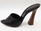 Yves Saint Laurent Ysl Black Leather Mule Heels Size Eu 39 Do0926crde