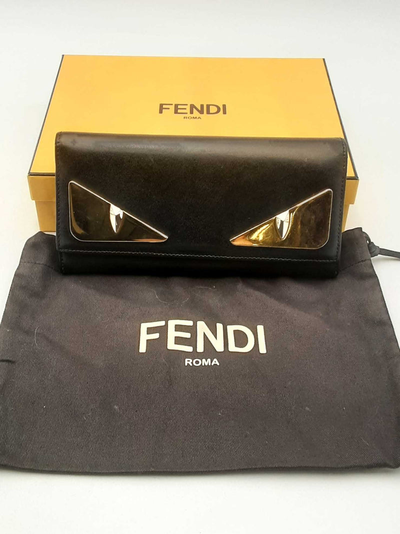 Fendi Monster Black Leather Wallet Eb0824lxzsa