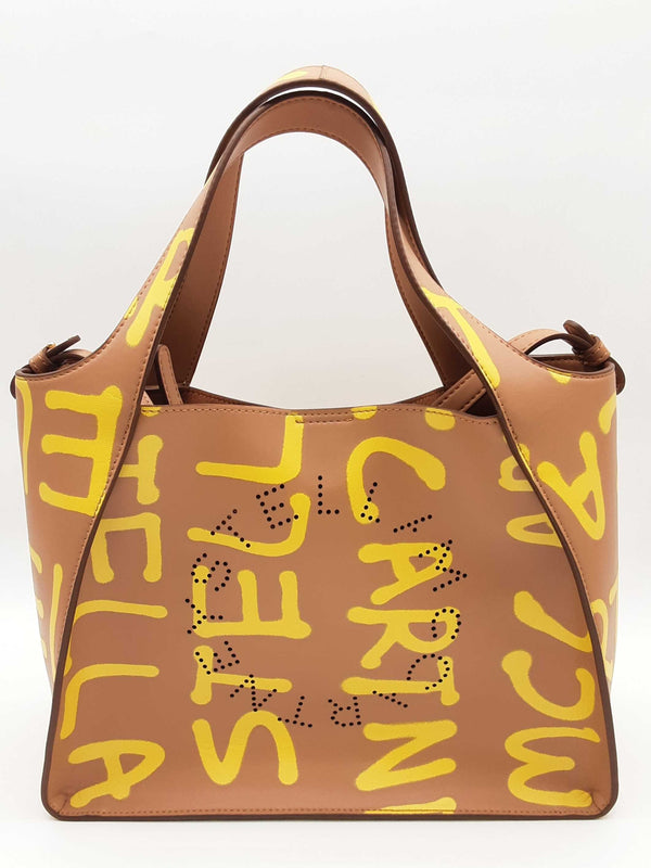 Stella Mccartney X Ed Curtis Graffiti Logo Brown Crossbody Tote Bag Do0725lxzde