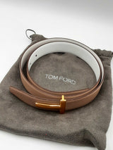 Tom Ford Leather Belt With Gold Tone Buckle Eb0824lxzdu