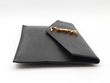 Yves Saint Laurent Uptown Envelope Pouch In Black Graine De Poudre Leather Fw0726orzdu