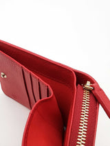 Mcm Red Leather Studded Zip Around Compact Wallet Eb0726rxde