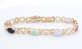 14k Yellow Gold Jade Cabochon Bracelet 7 Inch 15.1 Grams Eb0524oxzdu