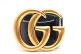 Gucci Wide Marmont Leather Belt With Gold Tone Gg Buckle Size 95/38 Eb0226prxde