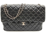Chanel Classic Jumbo Black Quilted Caviar Leather Shoulder Bag Do0326irxzde