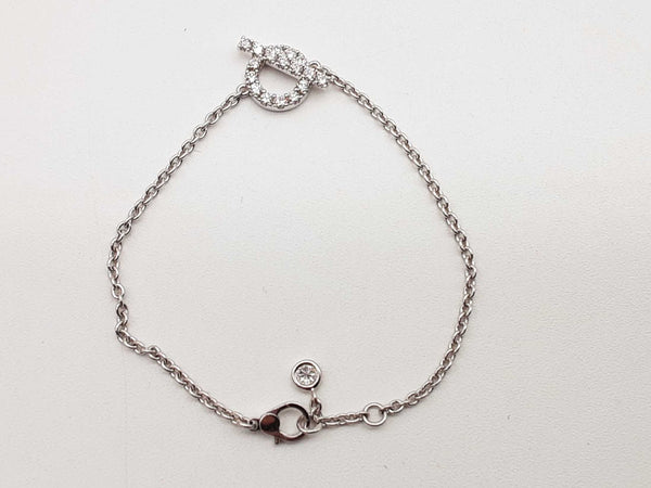 Hermes Finesse 18k White Gold 4.2g Diamond Bracelet 6.25 In Do1124lwxzde