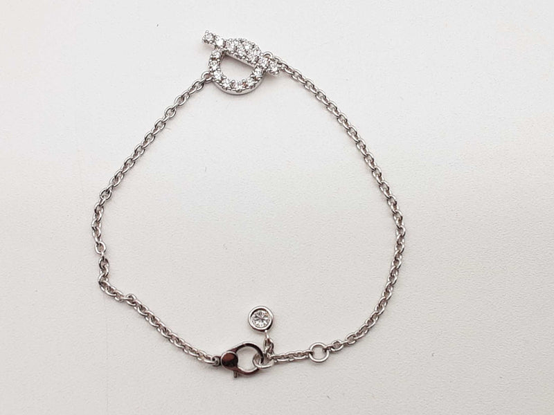 Hermes Finesse 18k White Gold 4.2g Diamond Bracelet 6.25 In Do1124lwxzde