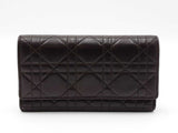 Christian Dior Wallet In Dark Brown Cannage-quilted Lambskin Leather Fw0626ozxdu