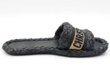 Christian Dior Raffia Embroidered Dway Mules Size 7.5 Eb0925sxdu