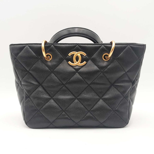 Chanel Quilted Lambskin Small Top Handle Black Shopping Bag Sd0825wzxzsa