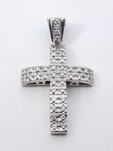 2.20 Cttw Diamond & 14k White Gold Cross Pendant 14.8 Grams Fw0426crxdu