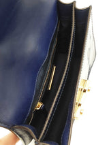 Tory Burch Juliette Mini Top Handle Satchel In Blue Patent Leather Fw0526lxzdu