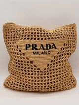 Prada Raffia Crochet Logo Tote Bag Eb1026exzde