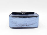 Versace La Medusa Top Handle Bag In Metallic Blue Crinkled Lambskin Fw1026prxdu