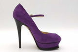 Yves Saint Laurent Tribute Mary Janes Purple Suede Pumps Size 37.5 Eb0926crsa